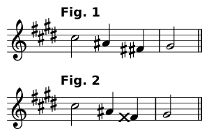 Versetzungszeichen - Beispiel Doppelkreuz